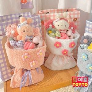 앙플랜트 토끼 인형 꽃다발 졸업식 선물 유치원 졸업,핑크