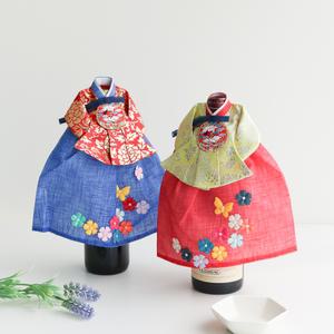 중전 한복인형 전통 와인커버(모시꽃)Y