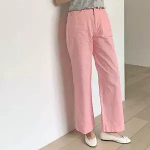 여성 린넨 9부 면바지 파스텔톤 뒷밴딩 일자핏