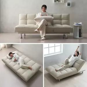 에보니아 듀오 3인용 소파베드 에어레더 아쿠아스웨이드 / 3인 쇼파 패브릭