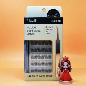 증정 필리밀리 속눈썹 다인실장공동개발 노글루 속눈썹 02 트리플V + 트위저 도매수출가능