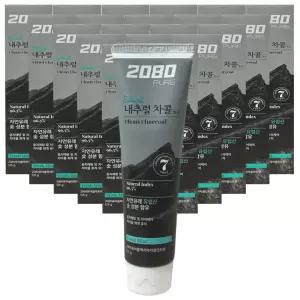 2080 퓨어 블랙치약 차콜민트 125g x 20개 내추럴 블랙 치석케어 대용량 치약