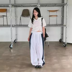 [하프클럽/]여성용 바람막이 반팔 후드티셔츠 스트링 디테일