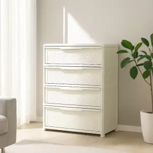 아리나 라탄 플라스틱 4단 와이드 서랍장 수납장