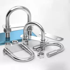 M8 스텐 유볼트 U볼트 와이어 로프 배관 고정 클립 파이프 조인트 클램프 너트 와샤 세트