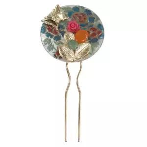 [보리보리/예가한복]예가한복 성인 뒤꽂이 은판원형 비취