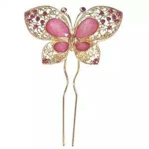 [보리보리/예가한복]예가한복 성인 뒤꽂이 나비큐빅 핑크