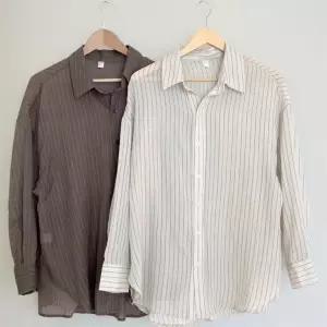 여성 아방핏 스트라이프 시스루 빅사이즈 롱슬리브 셔츠