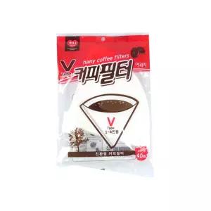 하니 브이형 커피 필터 40매/핸드/드립/드리퍼/여과지/거름/종이/거름망/드립백/여과기/드립퍼/라운드/여과