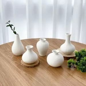 화이트 달항아리 미니 도자기 화병 오브제 백자 인테리어 꽃병