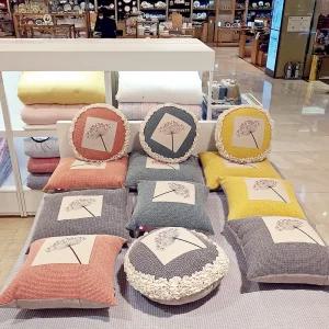 면 피그먼트 워싱 와플 자수 쿠션커버 사각 원형 45 50 45R