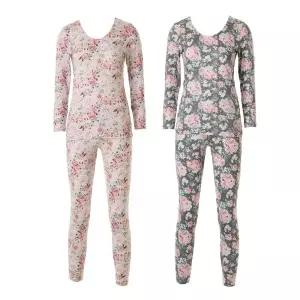 [롯데백화점]비너스 화사한 플라워 패턴 극세사 기모 겉옷 마찰 최소화 여성 내의 세트 VLGQ031S