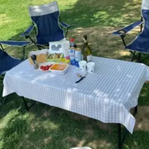 6인용 테이블 방수 매트 대형 상판 식탁보 깔끔한 체크 야외 캠핑 모임