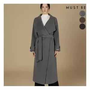 머스트비 여성 핸드메이드 하이넥 숄카라 울 롱코트