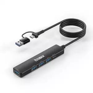 [BASIX] 베이식스 USB 허브 5포트 USB 3.0 C타입 겸용 1.5m 유선 멀티포트 노트북 맥