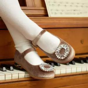 [슈펜키즈] [연주회] 키즈 주얼 벨벳 플랫구두 (HPKWFD311G-T)