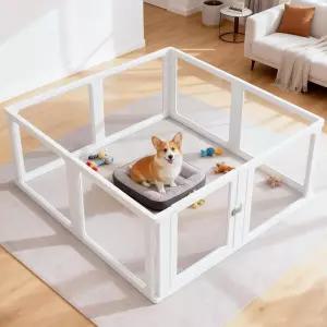 실내 야외용 도어 클리어 펫 플레이펜이 있는 시티라이프 반려견 플레이펜 개 고양이 토끼 돼지 8개 패널