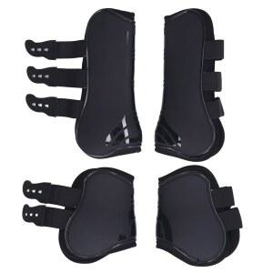 Tnfeon 4Pcs 블랙 호스 텐던 부츠 앞 뒷말 다리 보호대 충격 흡수 말 지원 점프 트레일 라이딩 및 투표율 향상