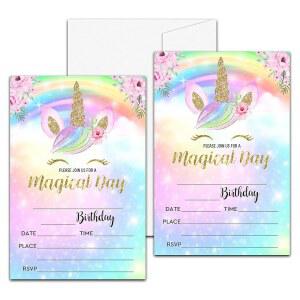 레비타틴이어 유 생일 파티 초대장 친구를 위한 마법 테마 채우기 봉투가 포함된 20장 4인치 X 6인치 장식