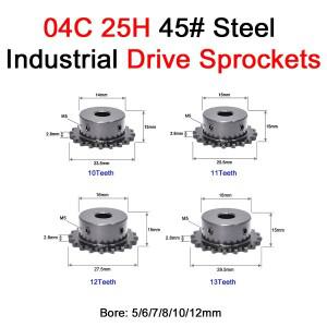 25H 체인용 산업용 스프로킷 휠  04C 드라이브 45  스틸 기어 피치  6.35mm 톱니  10  11  12/13 1 개