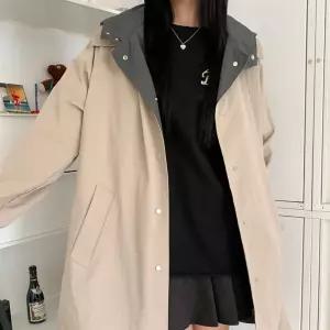 여성 양면 후드 나일론 코튼 바람막이 미디 점퍼