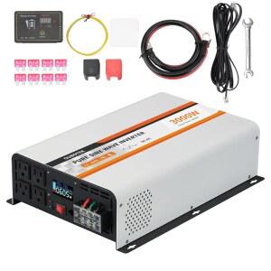 OUBOTEK 3000와트 퓨어 사인파 인버터 LCD 디스플레이 리모컨 USB 포트 4개의 AC 콘센트 RV 보트 캠핑용 태양광 시스템 및 가정용 터미널 블록을 갖춘 DC 12V에서 120V까지