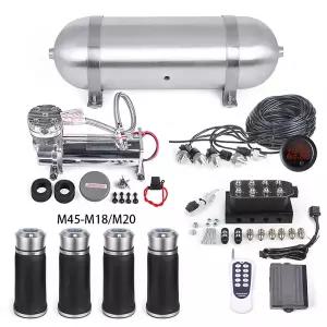 에어서스펜션 쇼바 M45-18/20 에어백용 에어 탱크 컴프레서 압력 게이지가 포함 범용 라이드 서스펜션 키트