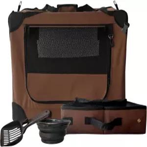 지퍼가 달린 쓰레기통 스쿠퍼 및 물그릇이 있는 이글릭스 고양이 여행용 캐리어 u2013 한 마리용 소프트