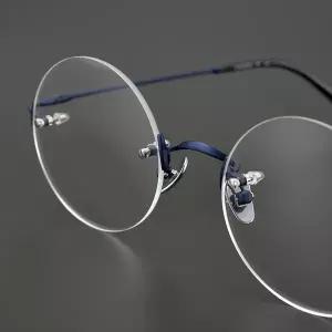 금속안경테 패션 안경  2025 순수 티타늄 라운드 무테 안경테 심플 남녀 공용 작은 얼굴 경량