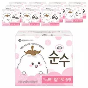 좋은느낌 순수 흡수 빠른 순한 울트라 슬림 생리대 날개형 중형 18개입 12개