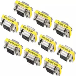 MECCANIXITY VGA 커플러 젠더 체인저 커넥터 15핀 케이블 익스텐더용 여성 대 어댑터 변환 10팩