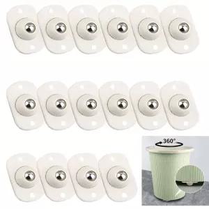 16PCS 자가 접착 미니 회전 캐스터 휠 360° 볼 스테인리스 스틸 범용 이송 보관함 바닥에 부착하여 쉽게
