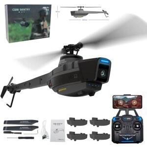 RC 헬리콥터, 광학 흐름, 고도 유지 및 1080P HD 카메라가 장착된 ERA C128 블랙 호넷 군용 드론, 2 4G 싱글 로터 4CH 브러시리스 항공기 RTF 모델 선물