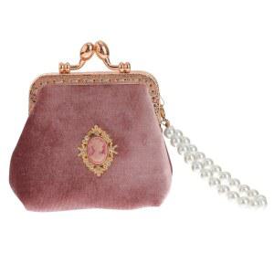 여성용 갤파다 빈티지 벨벳 동전 지갑, 팰리스 스타일 미니 지갑 키스 잠금 장치, 튼튼한 소형 잔돈 파우치