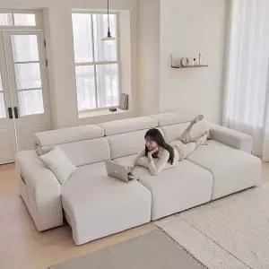 [포스트모던] 조엘 리클라이너 모션 슬라이드 무빙 패브릭 4인 쇼파