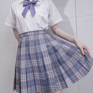 보라색 체크패턴 교복치마(기장선택) 교복 학생복