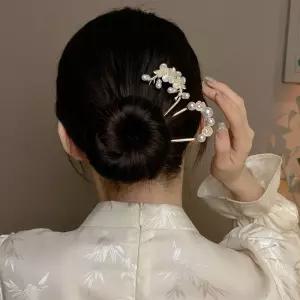 고급스런 한복 웨딩 신부머리 세상예쁜 자개꽃비녀 U자비녀 비녀 머리비녀