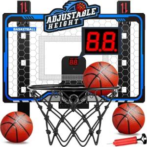 들 호프록 실내 농구 후프 장난감 조절가능 키 오버 도어 스코어보드가 있는 미니 4세 소년 크리스마스