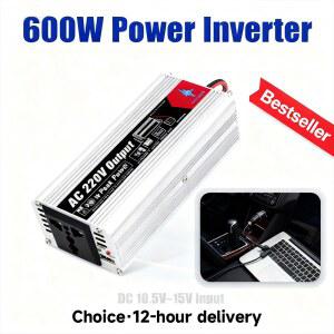 600W 피크 300W 정격 자동차 전원 인버터 DC 12V에서 AC 220V로 캠핑용 USB 2.1A 고속 충전 LED 디스플레이 8가지 보호 기능