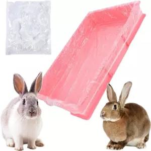 SquEqu 50 팩 일회용 토끼 쓰레기통 라이너 케이지 커버 방수 플라스틱 랩 기니피그 훈련용 배변 트레이