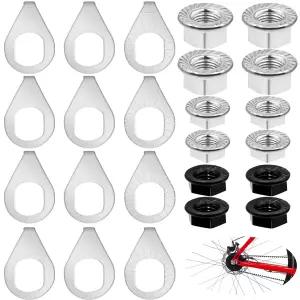24PCS 자전거 액슬 너트 및 세이프티 워셔 키트 3가지 크기 M8/M9.5/M10 휠 허브 산악/도로/도시/ 자전거용