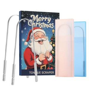 다색 여행 케이스를 가진 성인용 혀 스크레이퍼(2팩), 여성 남성용 스타킹 스터퍼, 모든 것을 갖춘 사람을 위한 화이트 엘리펀트 선물, 100% 스테인리스 스틸 혀 스크러버 혀 클리너