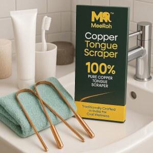 미로 100% 순수 구리 혀 스크레이퍼 청소기 u2013 2팩 천연 숨결 상쾌제, 내구성 및 친환경 구리 혀 청소기