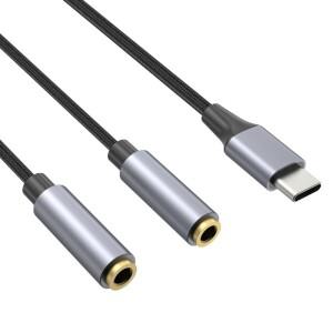 C타입 듀얼 3.5mm 잭 AUX USB C 수-3.5 암 공유 음악 오디오 2 이어폰 어댑터 분배기 Y 확장기  태블릿 휴