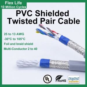 PVC 회색 재킷 차폐 트위스트 페어 플렉스 체인 케이블  로봇 자동화 신호 와이어  2  4  6  8  10  30  40