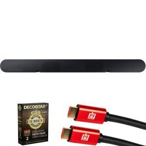 [포르르] 삼성 hw-s60d s 시리즈 5.0ch. 무선 돌비 애트모스 사운드바 포함 /q-심포니 (2024) 번들, 2x 4k hdmi 케이블 및 데코 기어 cps 전용 26개월 보호 팩 (beach-cps-26500)