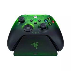 razer xbox 시리즈 xs, one용 무선 컨트롤러 및 빠른 충전 스탠드 번들: 임펄스 트리거 - 질감 있는 그립 12시간 배터리 수명 마그네틱 보안 한정판 그린 에디션