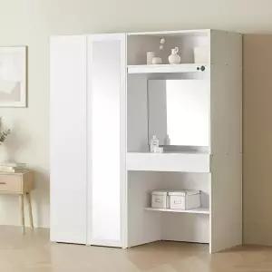 [아씨방가구]마일 터치 행거 전신거울+화장대 옷장 세트 1600