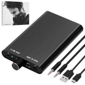 [미국배송] 휴대용 하이파이 헤드폰 앰프 3.5MM 미니 오디오 2단 게인 스위치 16-300 임피던스 120DB 이상 SNR 0.004% 왜곡 - 휴대폰 노트북 MP3/4 PS5 및 디지털 장치와 호환 가능