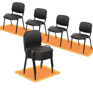 클라티나 스태커블 의자, 가죽 메탈 사무실 블랙, 대기실 교회 컨퍼런스용 10팩 리셉션 의자 시트와 PU 덮은 레그, 게스트 두꺼운 스태킹 등받이를
